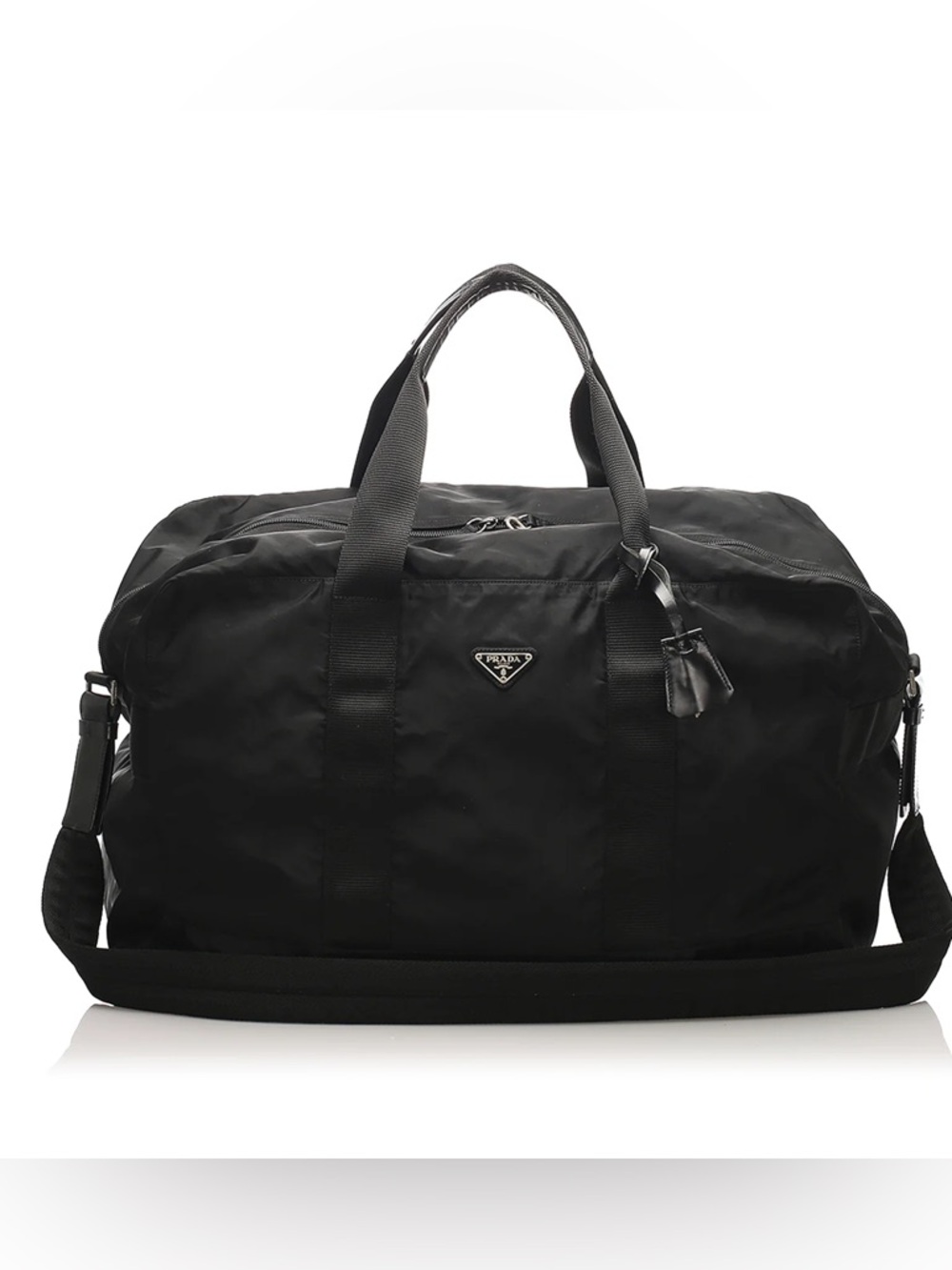 Prada Black Nylon Travel Duffel with Shoulder Strap